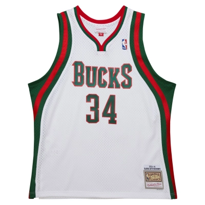 Men's Milwaukee Bucks Giannis Antetokounmpo White 2013/14 Hardwood Classics Swingman Jersey 02