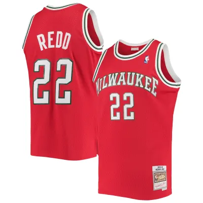 Men's Milwaukee Bucks Michael Redd Red 2001/02 Hardwood Classics Swingman Jersey 01