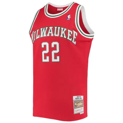 Men's Milwaukee Bucks Michael Redd Red 2001/02 Hardwood Classics Swingman Jersey 02