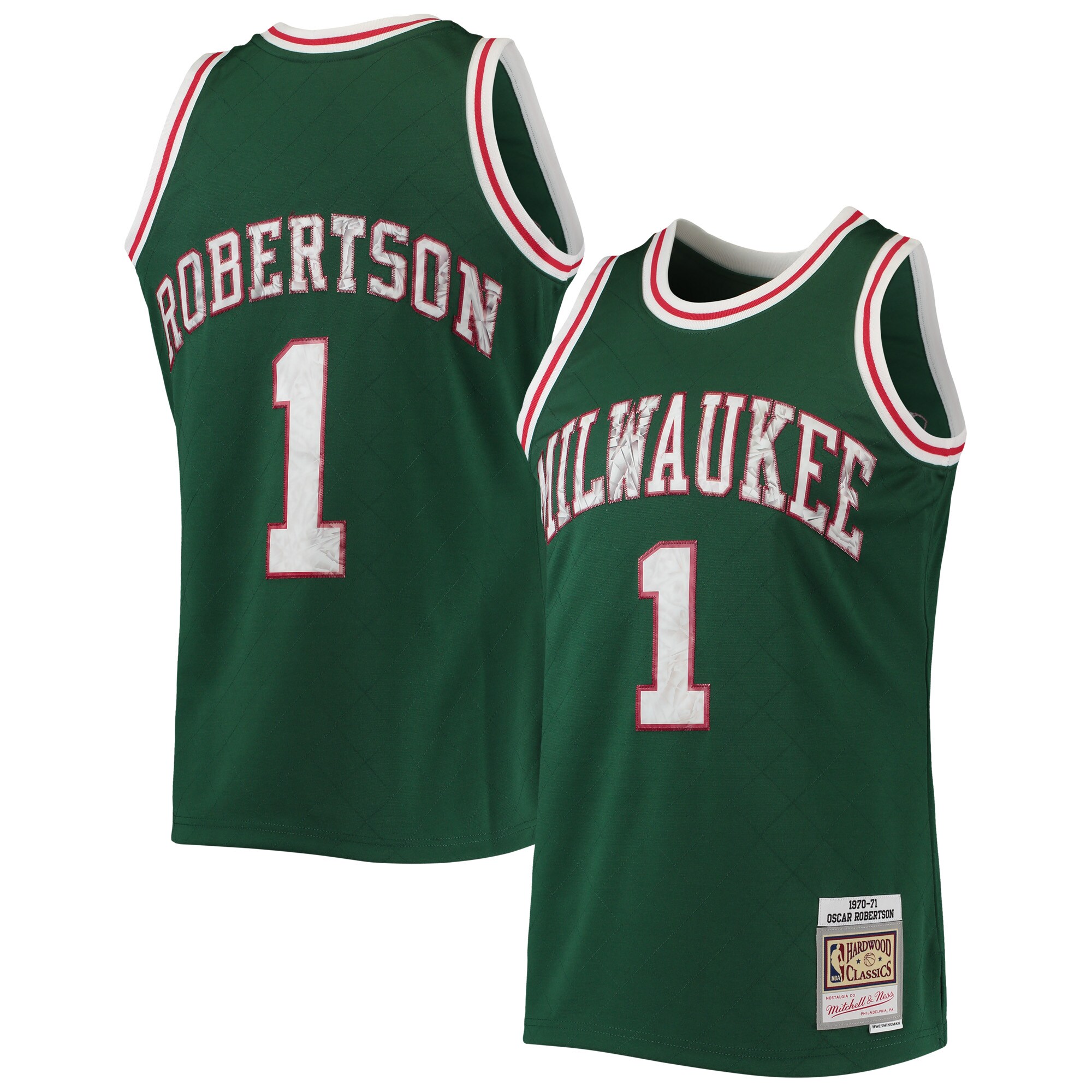 Men's Milwaukee Bucks Oscar Robertson Green 1996/97 Hardwood Classics NBA 75th Anniversary Diamond Swingman Jersey