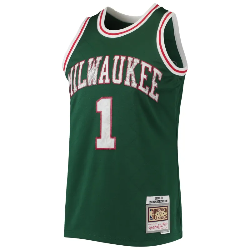 Men's Milwaukee Bucks Oscar Robertson Green 1996/97 Hardwood Classics NBA 75th Anniversary Diamond Swingman Jersey