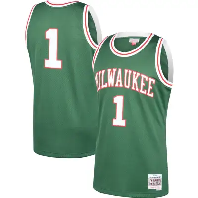 Men's Milwaukee Bucks Oscar Robertson Green 2001/02 Hardwood Classics Swingman Jersey 01
