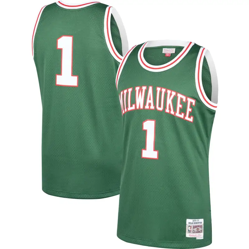 Men's Milwaukee Bucks Oscar Robertson Green 2001/02 Hardwood Classics Swingman Jersey