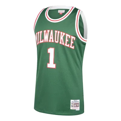 Men's Milwaukee Bucks Oscar Robertson Green 2001/02 Hardwood Classics Swingman Jersey 02