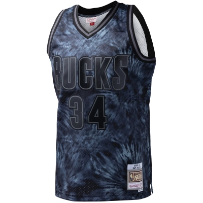 Men's Milwaukee Bucks Ray Allen Black Hardwood Classics 1996/97 Tie-Dye Swingman Jersey 02