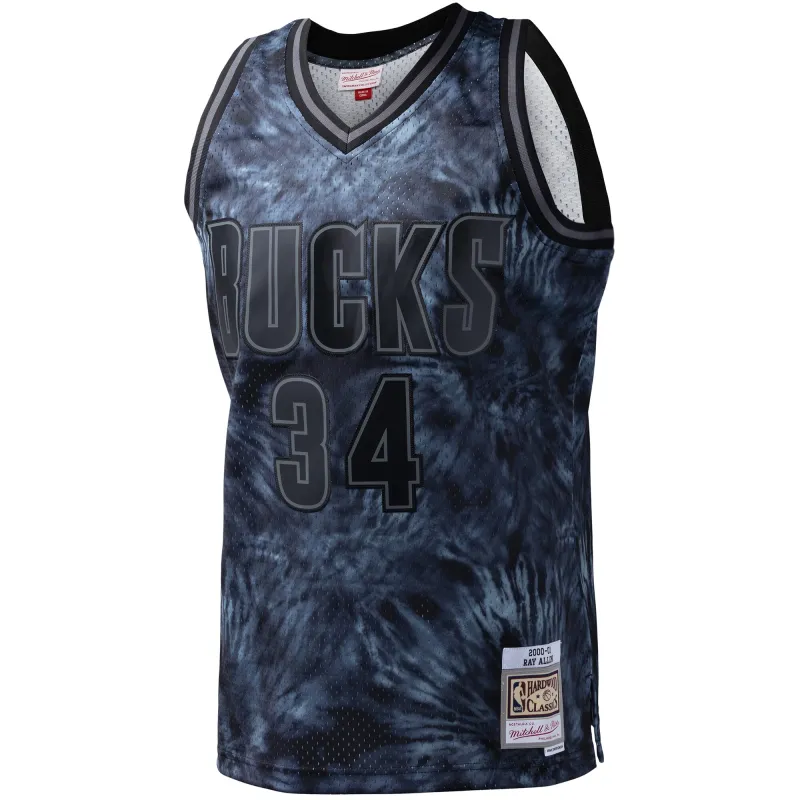 Men's Milwaukee Bucks Ray Allen Black Hardwood Classics 1996/97 Tie-Dye Swingman Jersey
