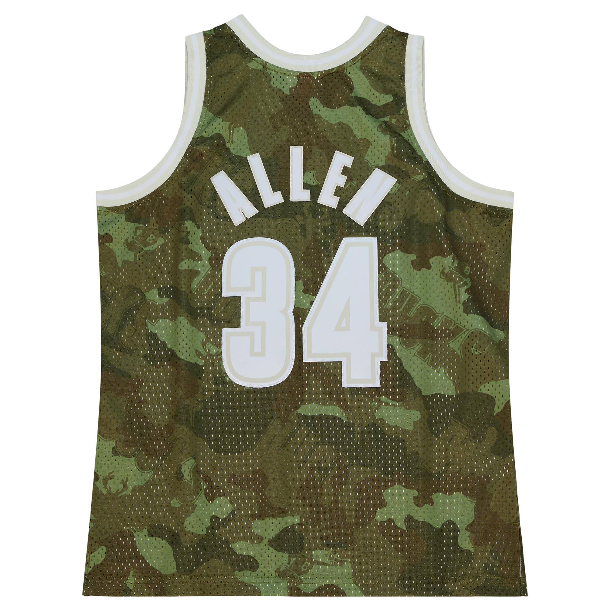 Men's Milwaukee Bucks Ray Allen Camo Hardwood Classics 2000/01 Ghost Green Swingman Jersey