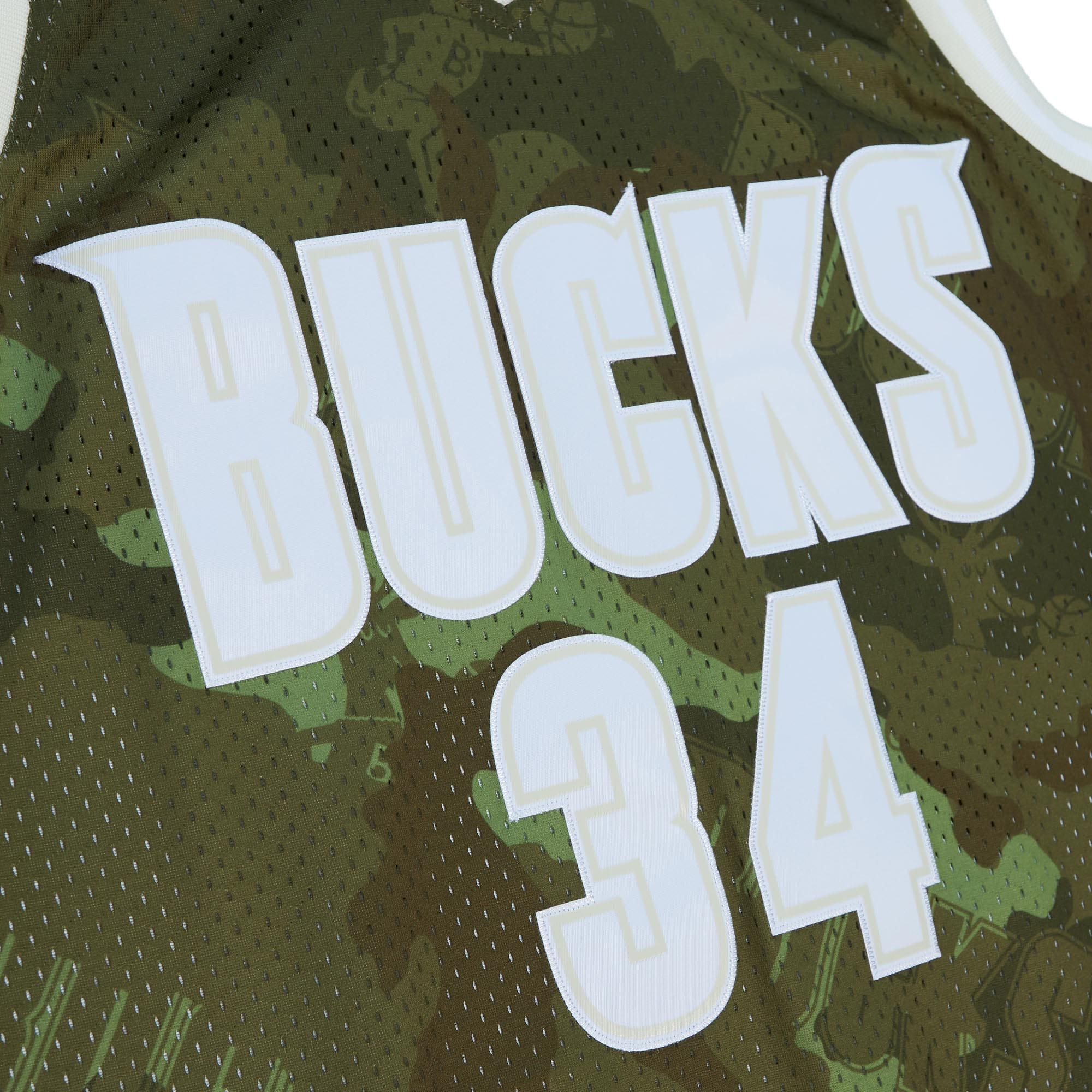 Men's Milwaukee Bucks Ray Allen Camo Hardwood Classics 2000/01 Ghost Green Swingman Jersey