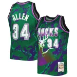 Men's Milwaukee Bucks Ray Allen Green 1996/97 Hardwood Classics Marble Swingman Jersey
