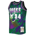 Men's Milwaukee Bucks Ray Allen Green 1996/97 Hardwood Classics Marble Swingman Jersey