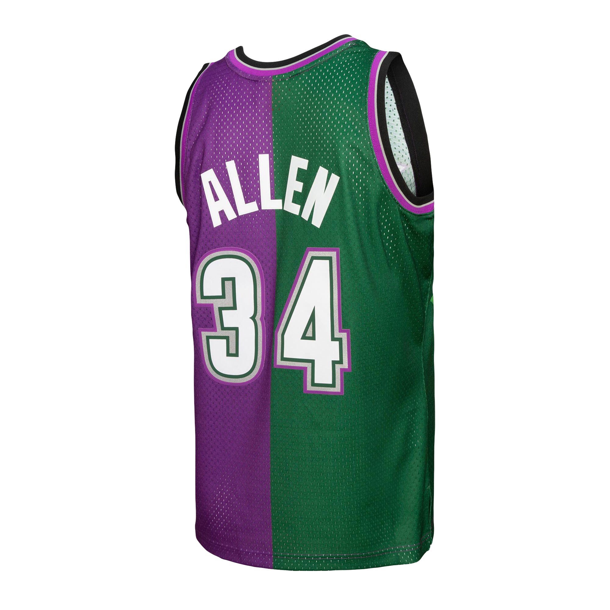 Men's Milwaukee Bucks Ray Allen Green/Purple Hardwood Classics 1996/97 Split Swingman Jersey