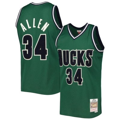 Men's Milwaukee Bucks Ray Allen Hunter Green 2000/01 Hardwood Classics Off-Court Swingman Jersey 01