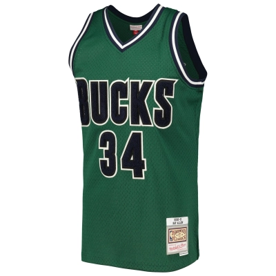 Men's Milwaukee Bucks Ray Allen Hunter Green 2000/01 Hardwood Classics Off-Court Swingman Jersey 02
