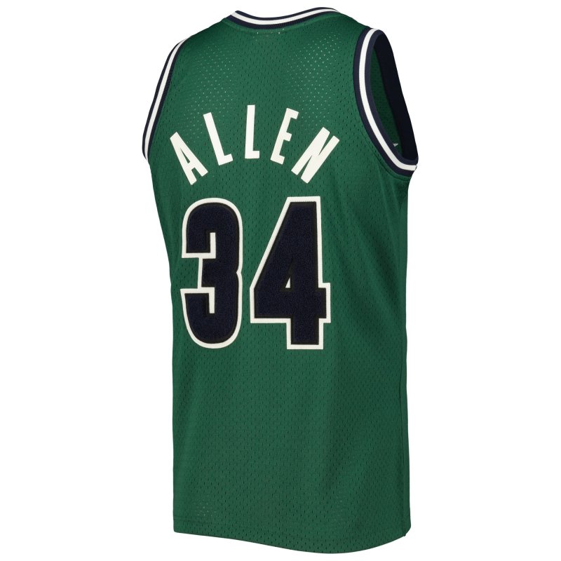 Men's Milwaukee Bucks Ray Allen Hunter Green 2000/01 Hardwood Classics Off-Court Swingman Jersey