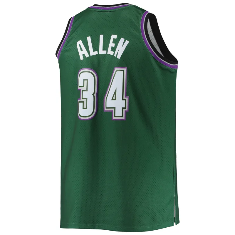 Men's Milwaukee Bucks Ray Allen Hunter Green Big & Tall 1996/97 Hardwood Classics Swingman Jersey