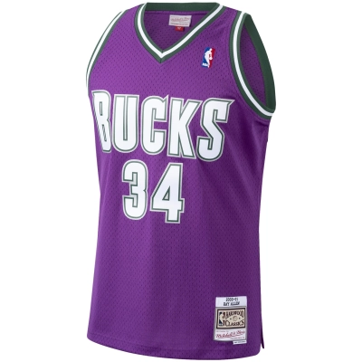 Men's Milwaukee Bucks Ray Allen Purple 2000/01 Hardwood Classics Swingman Jersey 02