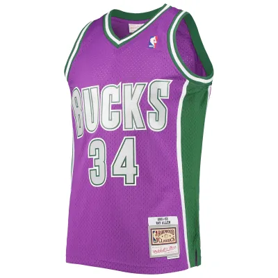 Men's Milwaukee Bucks Ray Allen Purple 2001/02 Hardwood Classics Swingman Jersey 02