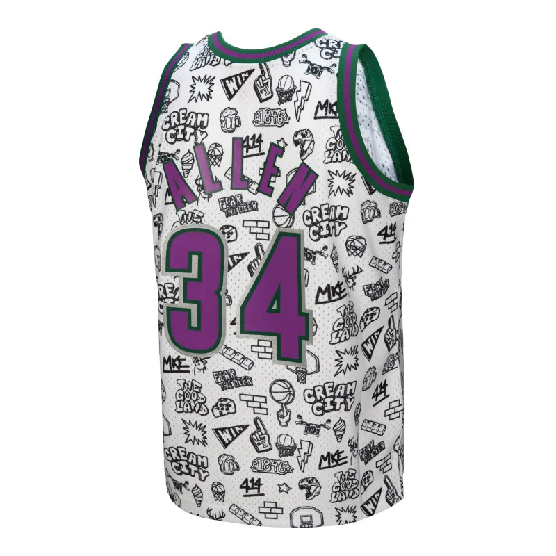 Men's Milwaukee Bucks Ray Allen White 2000/01 Swingman Jersey