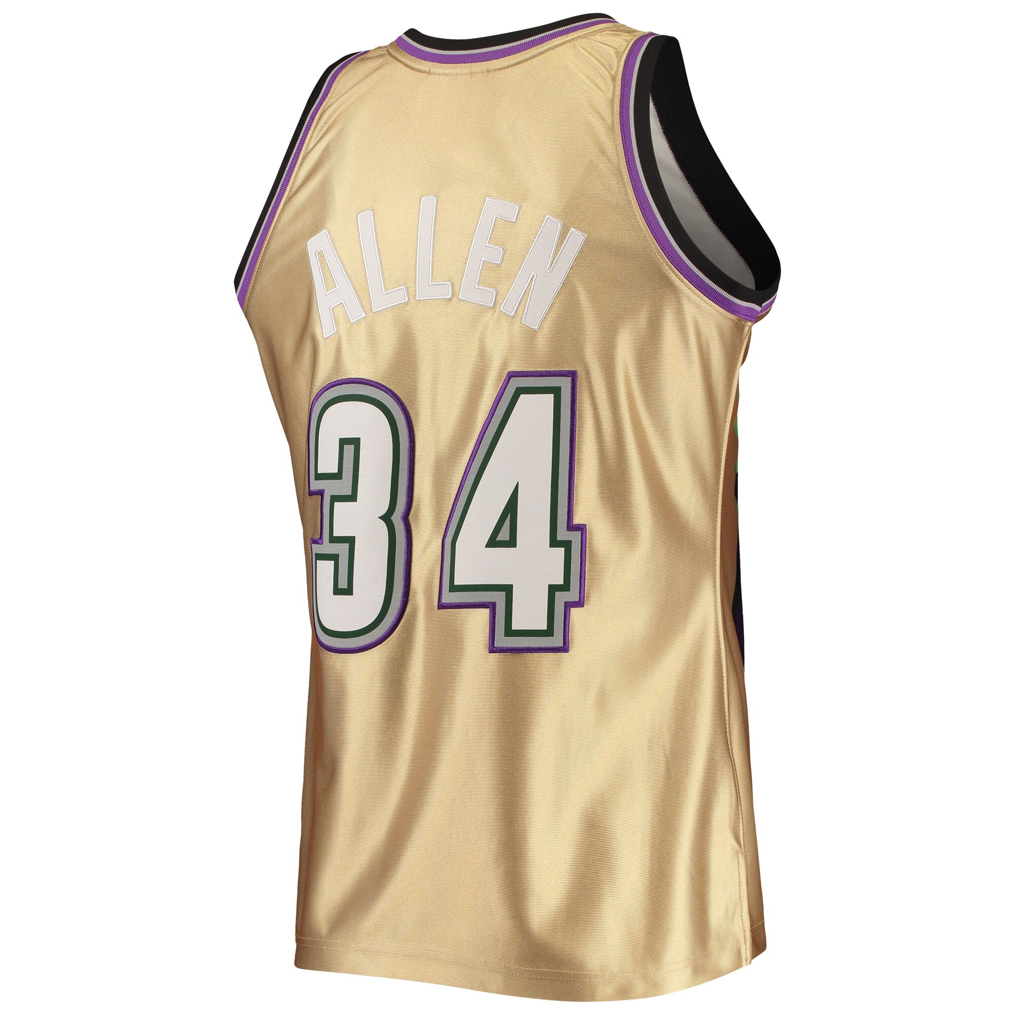 Men's Milwaukee Bucks Ray Allen Gold 75th Anniversary 1996/97 Hardwood Classics Swingman Jersey