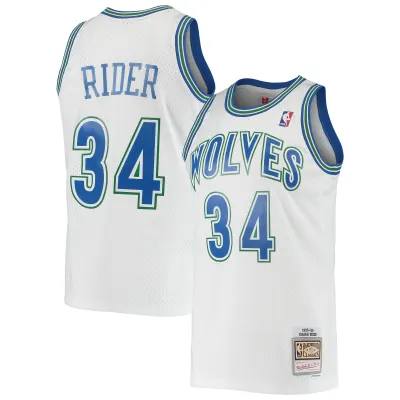 Men's Minnesota Timberwolves Isaiah Rider White 1995/96 Hardwood Classics Swingman Jersey 01