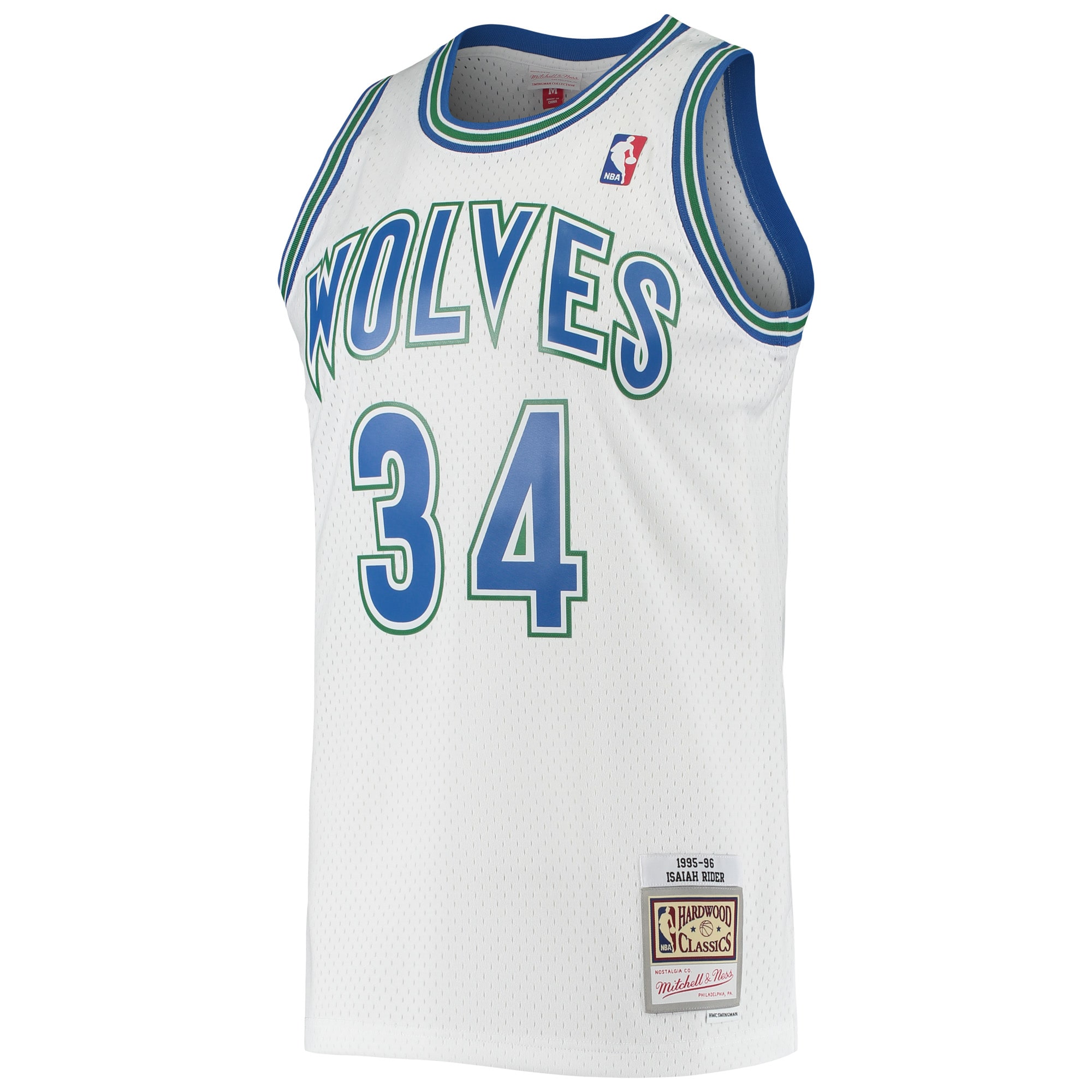 Men's Minnesota Timberwolves Isaiah Rider White 1995/96 Hardwood Classics Swingman Jersey