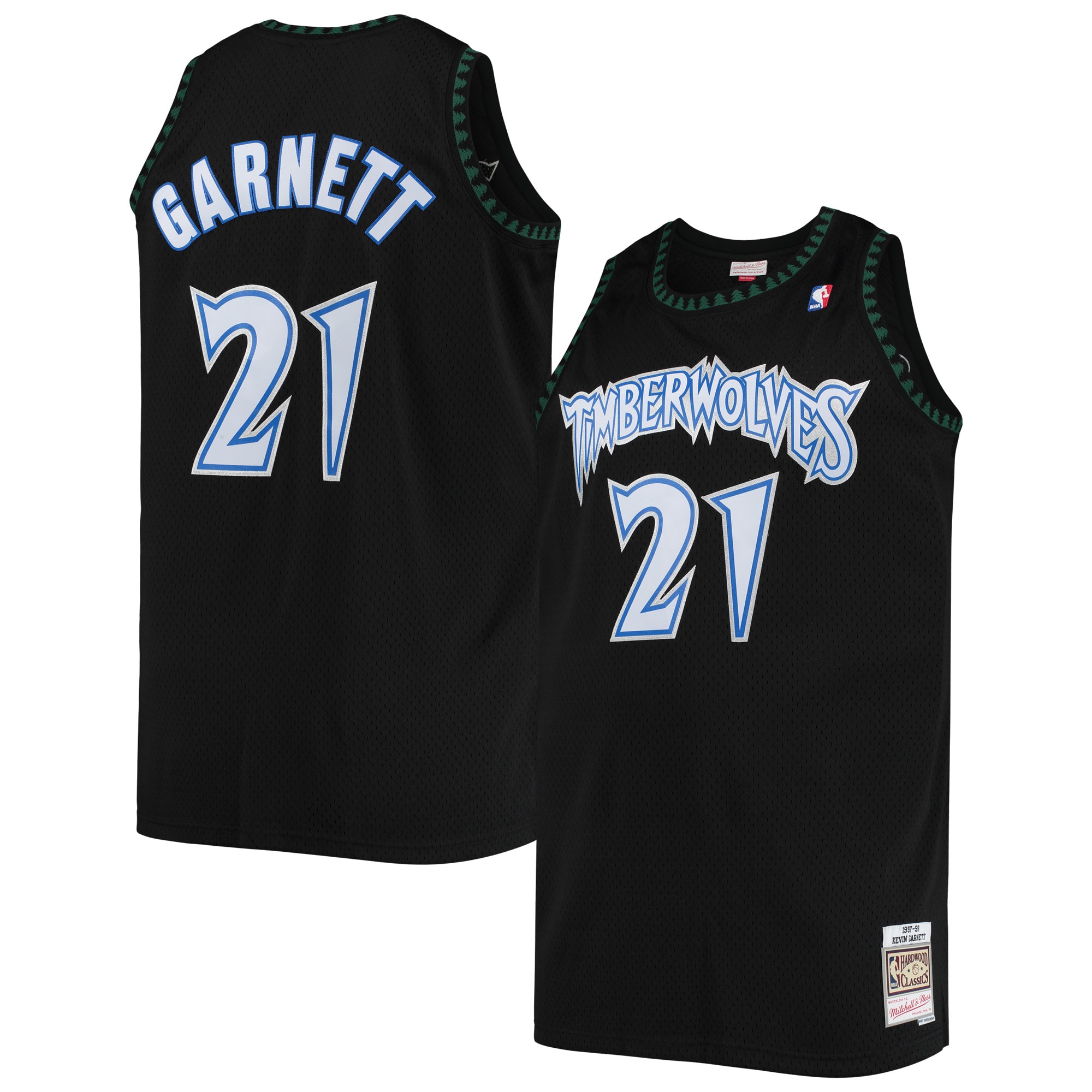 Men's Minnesota Timberwolves Kevin Garnett Black 1997/98 Big & Tall Hardwood Classics Swingman Jersey