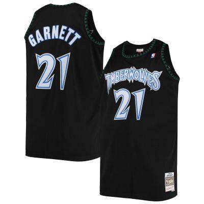 Men's Minnesota Timberwolves Kevin Garnett Black 1997/98 Big & Tall Hardwood Classics Swingman Jersey 01