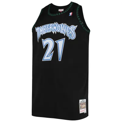 Men's Minnesota Timberwolves Kevin Garnett Black 1997/98 Big & Tall Hardwood Classics Swingman Jersey 02