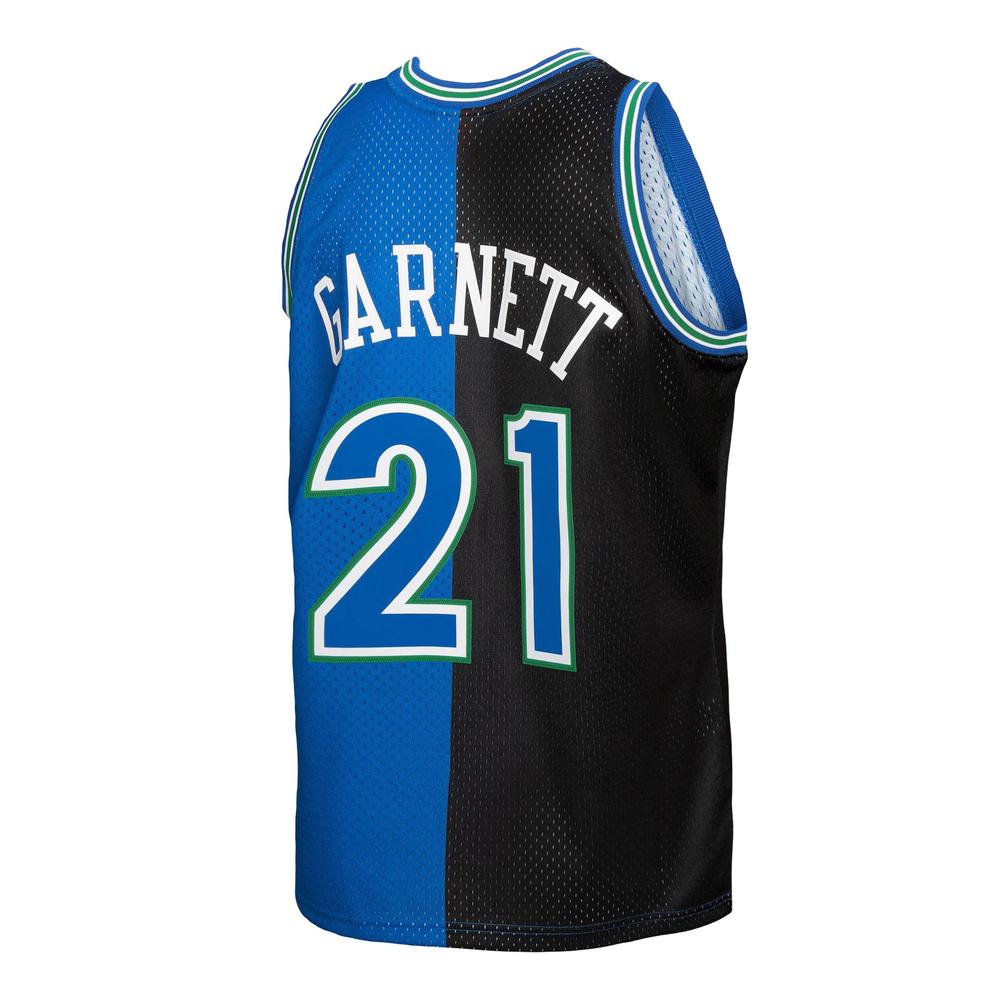 Men's Minnesota Timberwolves Kevin Garnett Black/Blue Hardwood Classics 1995/96 Split Swingman Jersey
