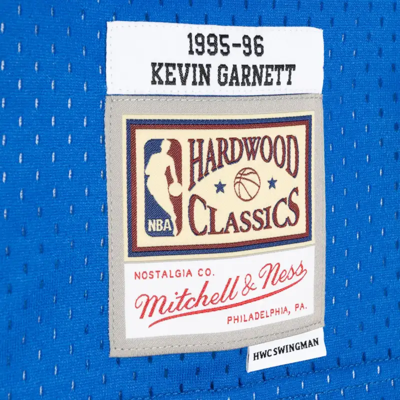 Men's Minnesota Timberwolves Kevin Garnett Black/Blue Hardwood Classics 1995/96 Split Swingman Jersey