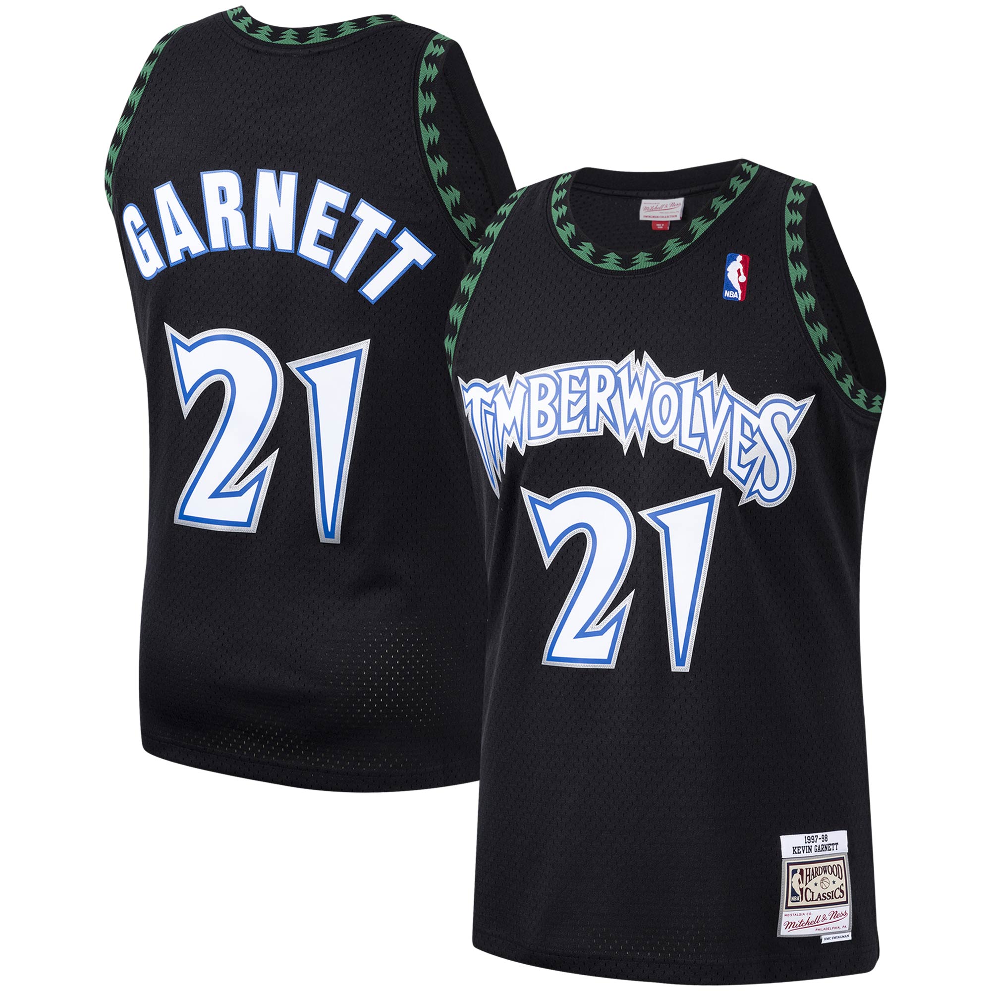 Men's Minnesota Timberwolves Kevin Garnett Black Hardwood Classics Swingman Jersey