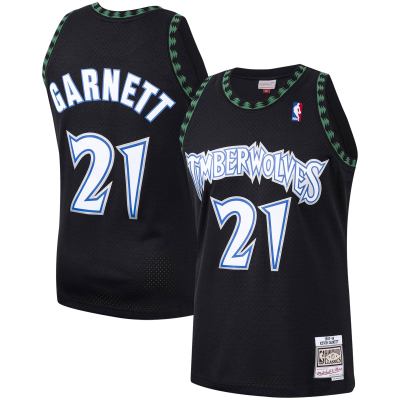 Men's Minnesota Timberwolves Kevin Garnett Black Hardwood Classics Swingman Jersey 01