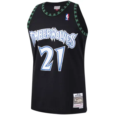 Men's Minnesota Timberwolves Kevin Garnett Black Hardwood Classics Swingman Jersey 02