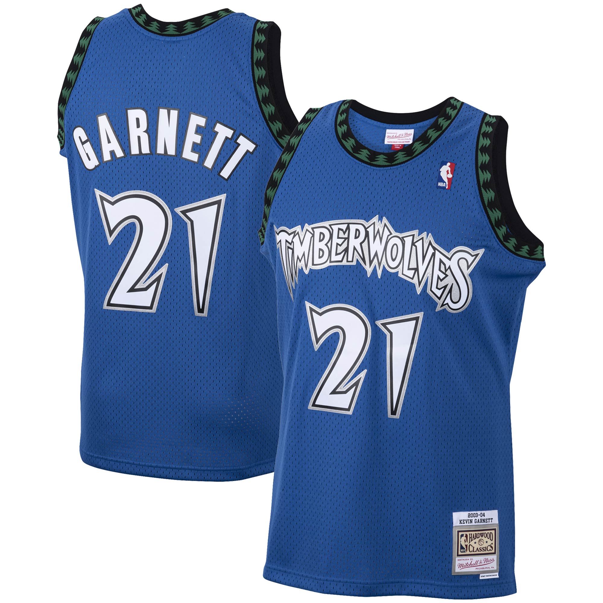 Men's Minnesota Timberwolves Kevin Garnett Blue 2001/02 Hardwood Classics Swingman Jersey