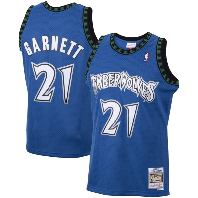Men's Minnesota Timberwolves Kevin Garnett Blue 2001/02 Hardwood Classics Swingman Jersey 01