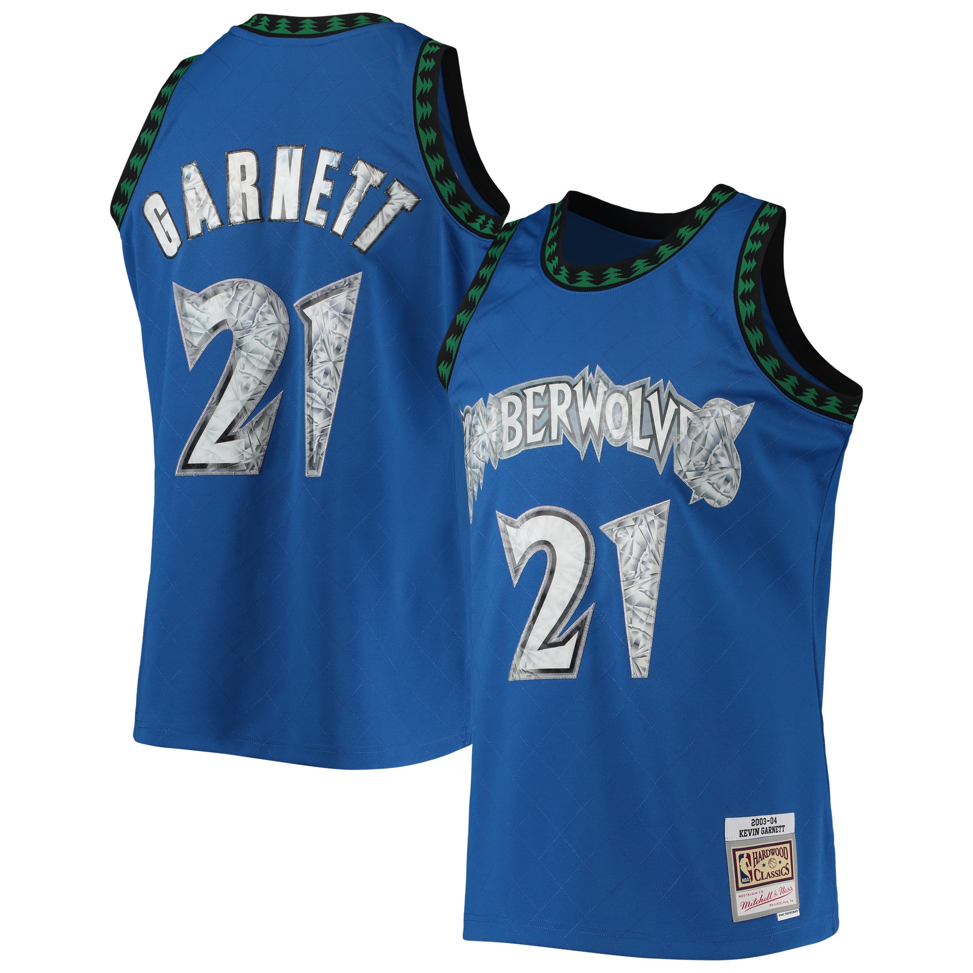 Men's Minnesota Timberwolves Kevin Garnett Blue 2003/04 Hardwood Classics NBA 75th Anniversary Diamond Swingman Jersey