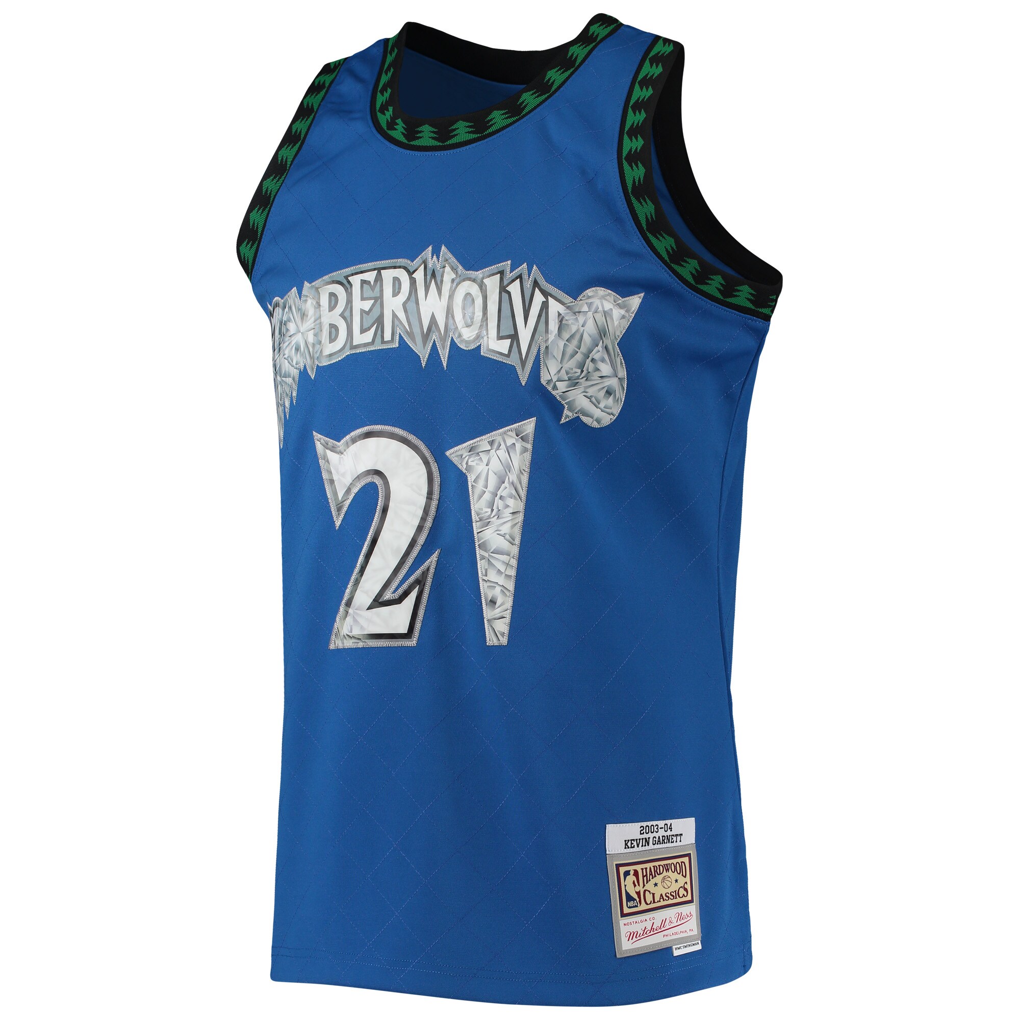 Men's Minnesota Timberwolves Kevin Garnett Blue 2003/04 Hardwood Classics NBA 75th Anniversary Diamond Swingman Jersey