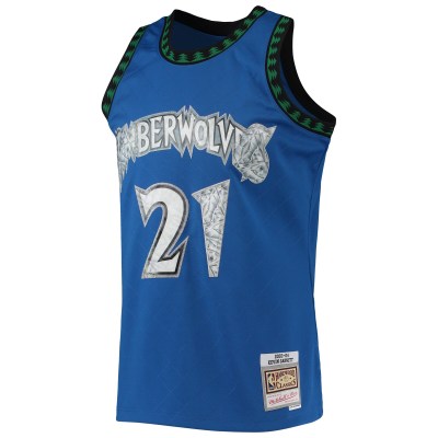 Men's Minnesota Timberwolves Kevin Garnett Blue 2003/04 Hardwood Classics NBA 75th Anniversary Diamond Swingman Jersey 02