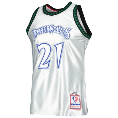 Men's Minnesota Timberwolves Kevin Garnett Platinum 1997/98 Hardwood Classics 75th Anniversary Swingman Jersey 02