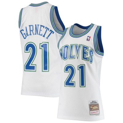 Men's Minnesota Timberwolves Kevin Garnett White 1995/96 Hardwood Classics Swingman Jersey 01