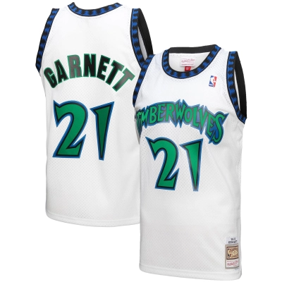 Men's Minnesota Timberwolves Kevin Garnett White 1997-98 Hardwood Classics Reload 3.0 Swingman Jersey 01