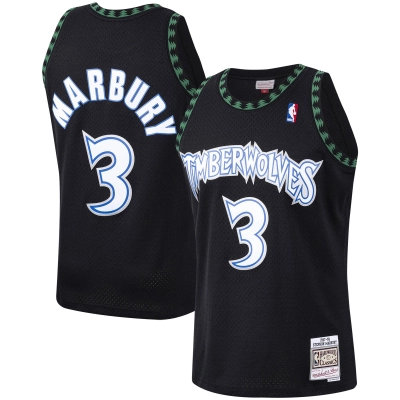 Men's Minnesota Timberwolves Stephon Marbury Black 1997/98 Hardwood Classics Swingman Jersey 01