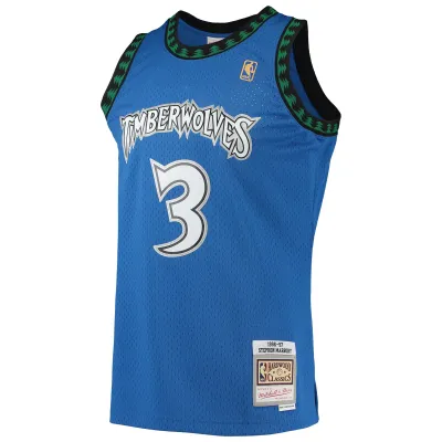 Men's Minnesota Timberwolves Stephon Marbury Blue 1996/97 Hardwood Classics Swingman Jersey 02