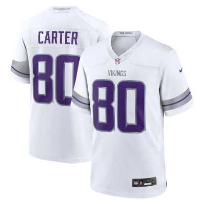 Men's Minnesota Vikings Cris Carter White Alternate Retired Player Game Jersey 01