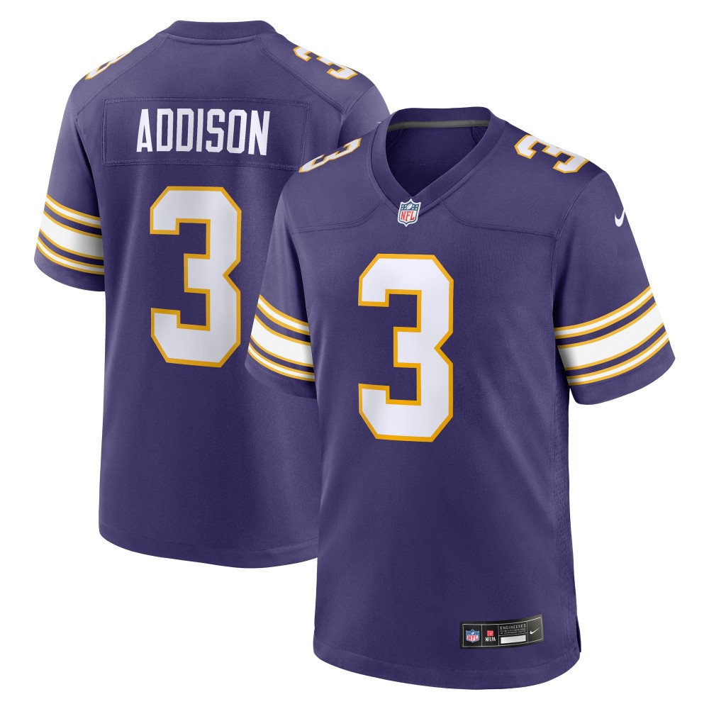 Men's Minnesota Vikings Jordan Addison Purple Classic Player Game Jersey