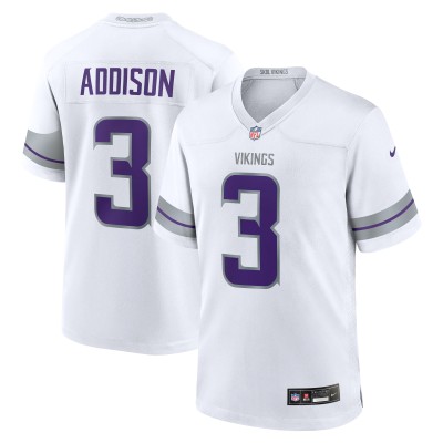 Men's Minnesota Vikings Jordan Addison White Alternate Game Player Jersey 01
