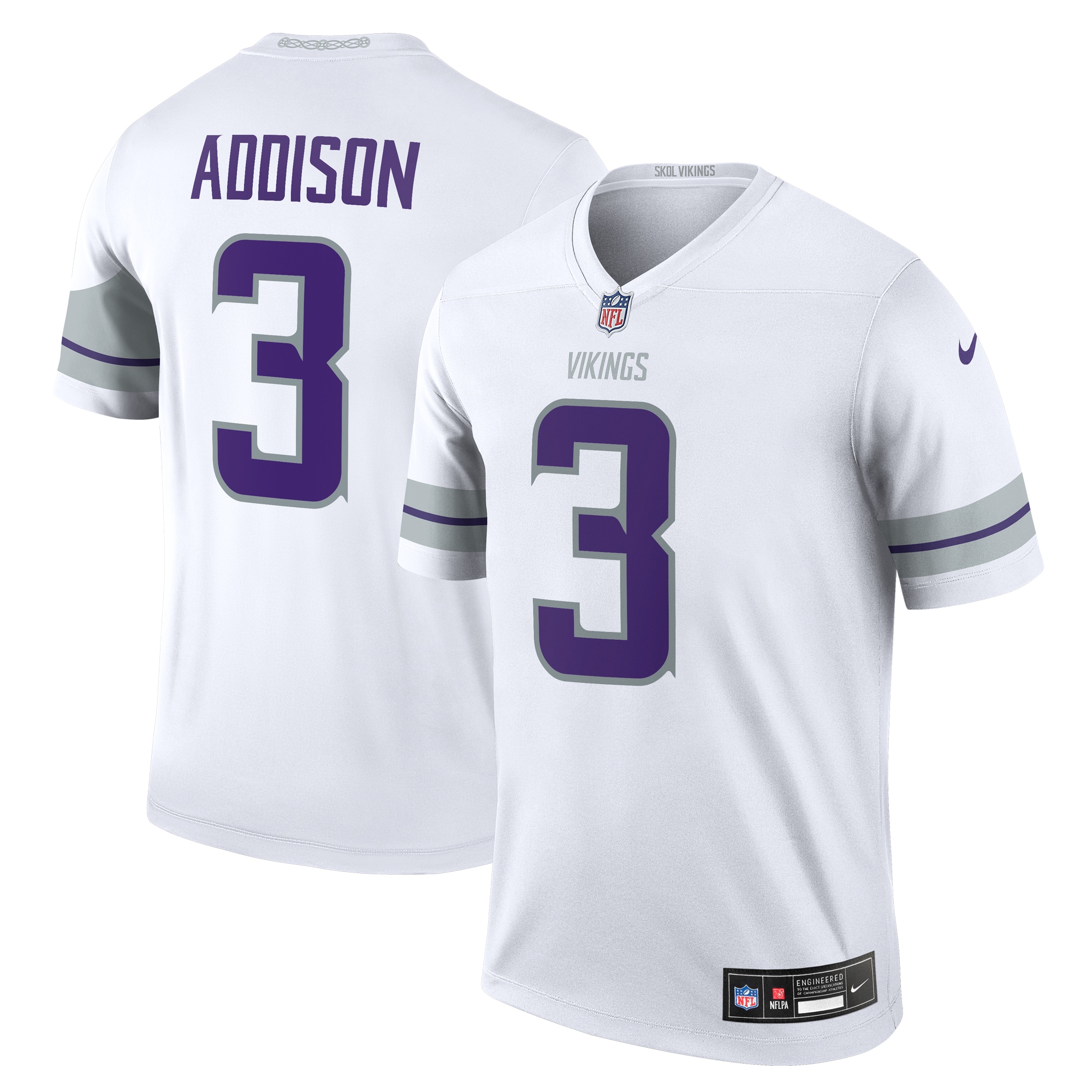 Men's Minnesota Vikings Jordan Addison White Alternate Legend Player Jersey