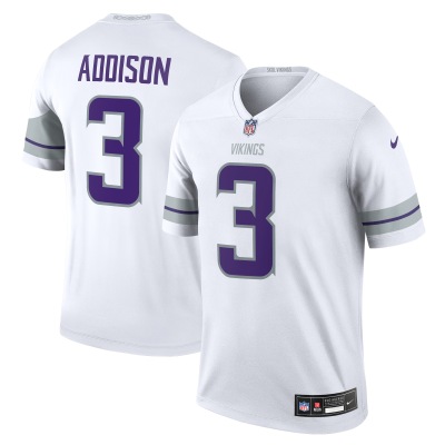 Men's Minnesota Vikings Jordan Addison White Alternate Legend Player Jersey 01