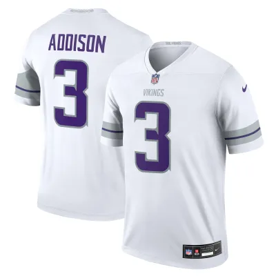 Men's Minnesota Vikings Jordan Addison White Alternate Legend Player Jersey 01