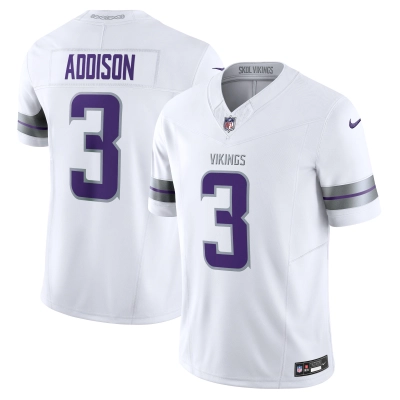 Men's Minnesota Vikings Jordan Addison White Alternate Vapor F.U.S.E. Limited Jersey 01